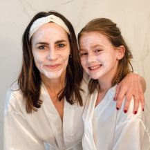 Mother and daughter masking